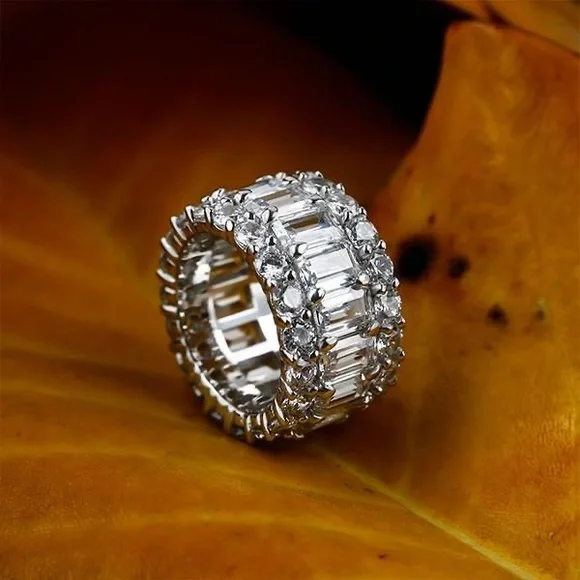 Eternity Wedding Band For Her Multi Row Anniversary Ring - Picture 6 of 6